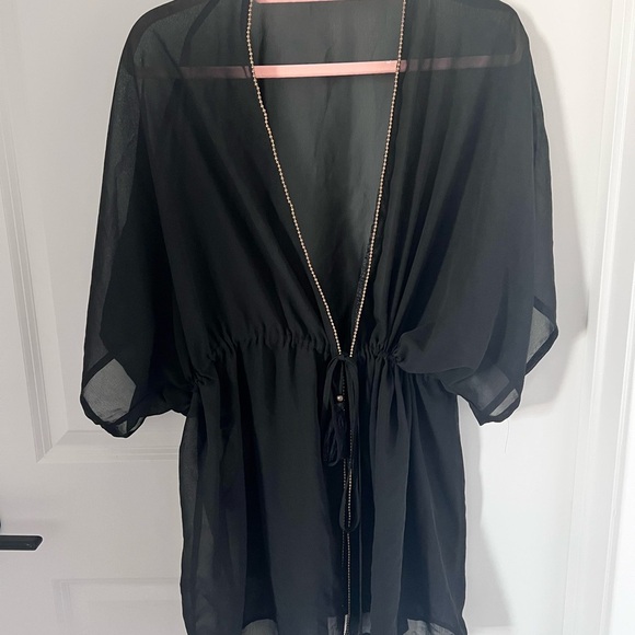 Elegant Black Sheer Swim Cover-Up Size L/XL - Picture 5 of 10